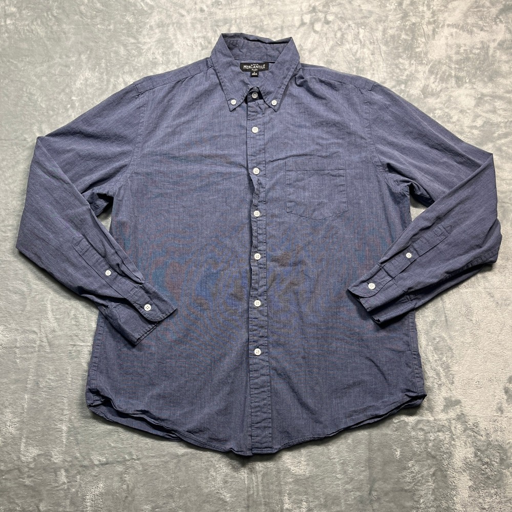 J.Crew Mercantile Button Down Shirt Mens Navy Blue Flex Stretch‎ J5295 L